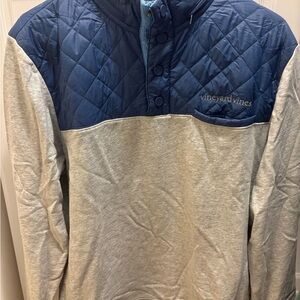 Vineyard Vines Navy and Light Gray Quilted Pullover